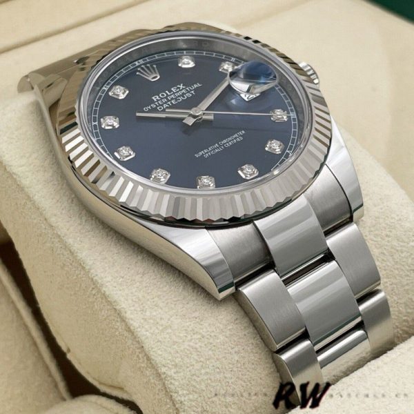 Rolex Datejust 126334 Fluted Bezel Blue Diamond Dial 41MM Mens Replica Watch - Image 2
