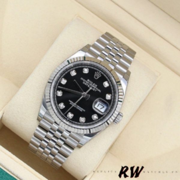 Rolex Datejust 126234 Fluted Bezel Black Diamond Dial 36MM Unisex Replica Watch - Image 2