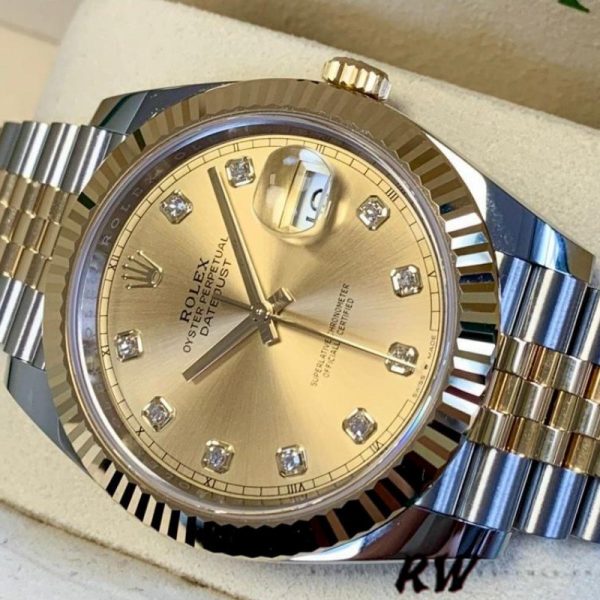 2022 Rolex Datejust Champagne Diamond Dial Two Tone M126333-0012 41mm Mens Replica Watch - Image 4