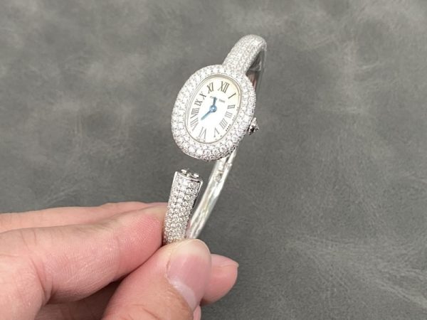 Cartier Baignoire HPI01607 Mini Model Silver Dial Iced Out Moissanite Best Replica (Wrist Size 15, 16, 17cm) - Image 3
