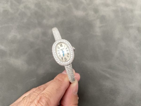 Cartier Baignoire HPI01607 Mini Model Silver Dial Iced Out Moissanite Best Replica (Wrist Size 15, 16, 17cm) - Image 4