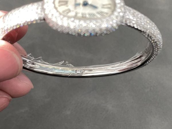 Cartier Baignoire HPI01607 Mini Model Silver Dial Iced Out Moissanite Best Replica (Wrist Size 15, 16, 17cm) - Image 7