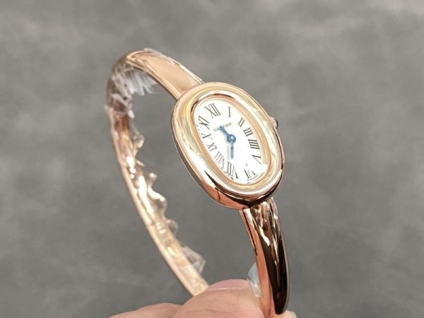 Cartier Baignoire de Cartier Rose Gold Silver Dial Mini Model Best Replica (Wrist Size 15, 16, 17cm) - Image 2