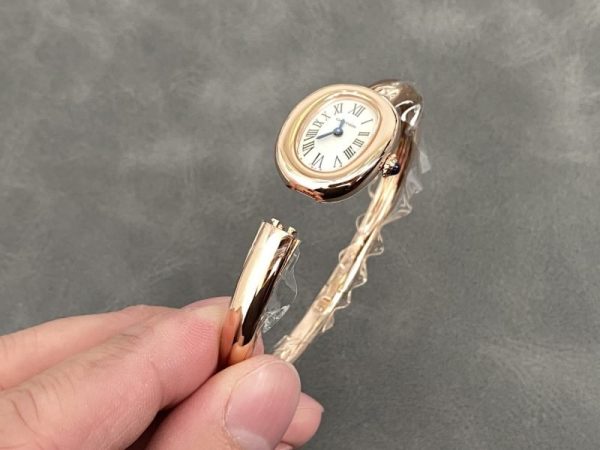 Cartier Baignoire de Cartier Rose Gold Silver Dial Mini Model Best Replica (Wrist Size 15, 16, 17cm) - Image 8