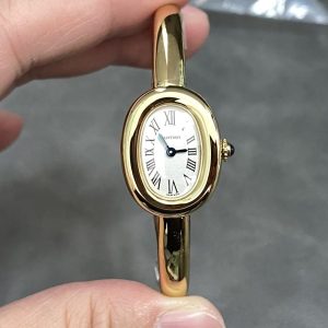 Cartier Baignoire de Cartier Yellow Gold Silver Dial Mini Model Best Replica (Wrist Size 15, 16, 17cm)