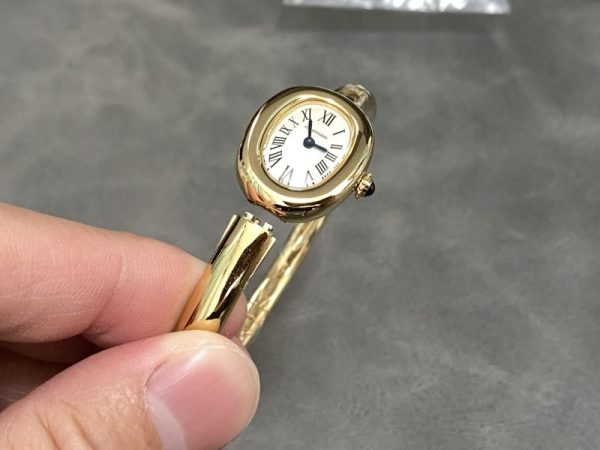 Cartier Baignoire de Cartier Yellow Gold Silver Dial Mini Model Best Replica (Wrist Size 15, 16, 17cm) - Image 8