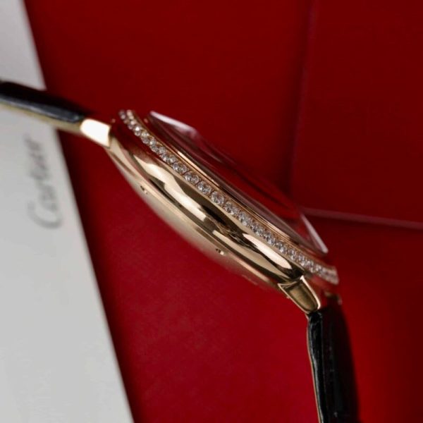 Cartier Ballon Bleu Rose Gold Grey Dial Diamond Bezel Leather Replica 42mm - Image 7