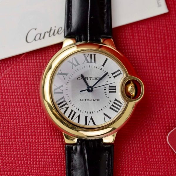 Cartier Ballon Bleu Yellow Gold White Dial Leather Replica 39mm - Image 2