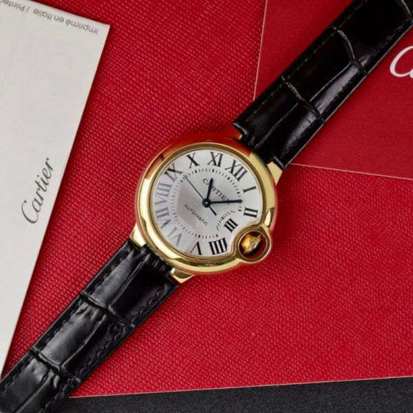 Cartier Ballon Bleu Yellow Gold White Dial Leather Replica 39mm - Image 3