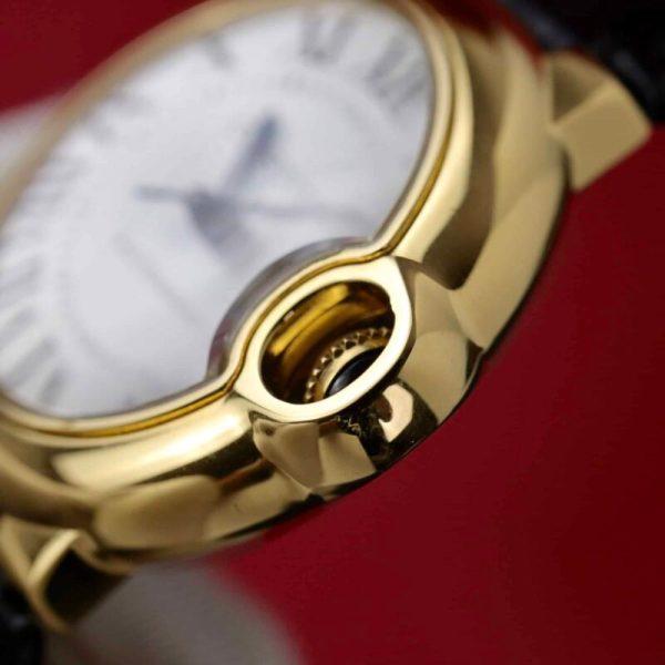 Cartier Ballon Bleu Yellow Gold White Dial Leather Replica 39mm - Image 6