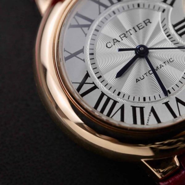 Cartier Ballon Bleu Rose Gold White Dial Pink Leather Replica 39mm - Image 6