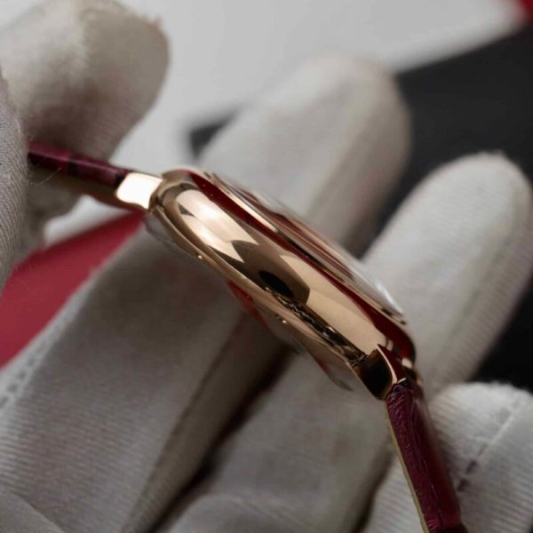 Cartier Ballon Bleu Rose Gold White Dial Pink Leather Replica 39mm - Image 8