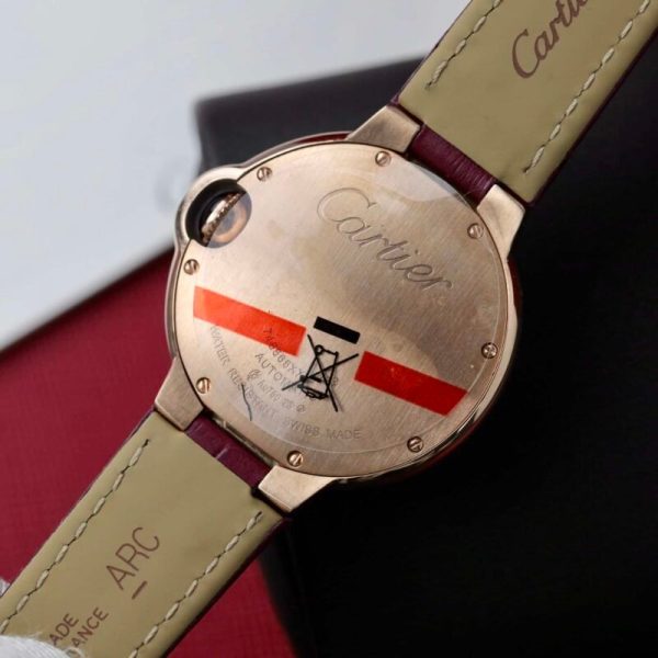 Cartier Ballon Bleu Rose Gold White Dial Pink Leather Replica 39mm - Image 9