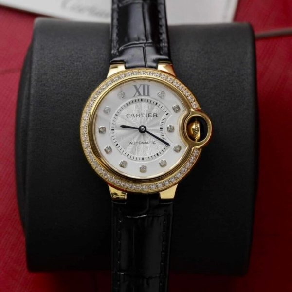 Cartier Ballon Bleu Yellow Gold Diamond Bezel Leather Replica 39mm - Image 2
