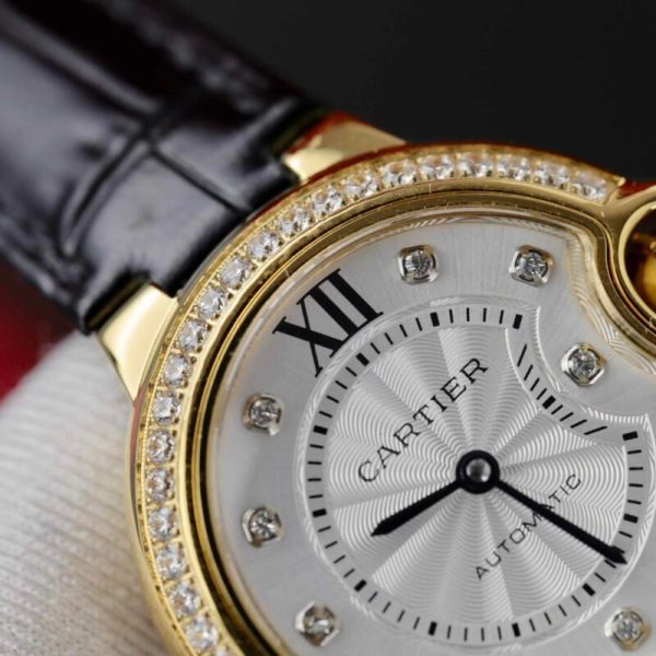 Cartier Ballon Bleu Yellow Gold Diamond Bezel Leather Replica 39mm - Image 5