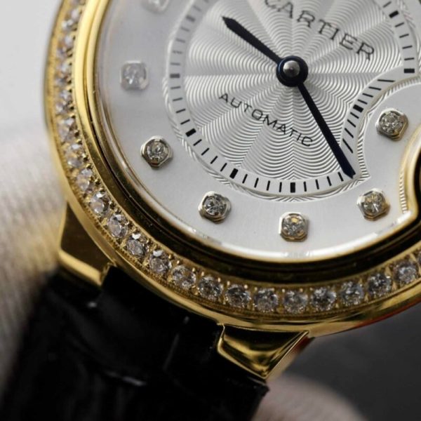 Cartier Ballon Bleu Yellow Gold Diamond Bezel Leather Replica 39mm - Image 6
