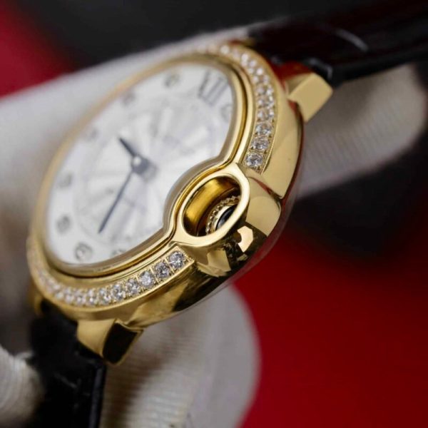Cartier Ballon Bleu Yellow Gold Diamond Bezel Leather Replica 39mm - Image 7