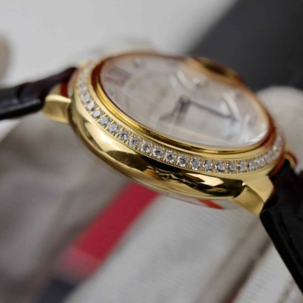 Cartier Ballon Bleu Yellow Gold Diamond Bezel Leather Replica 39mm - Image 8