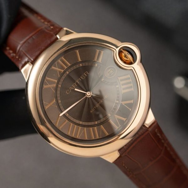 Cartier Ballon Bleu W6920037 Rose Gold Brown Dial Leather Strap Best Replica AF 42mm - Image 2