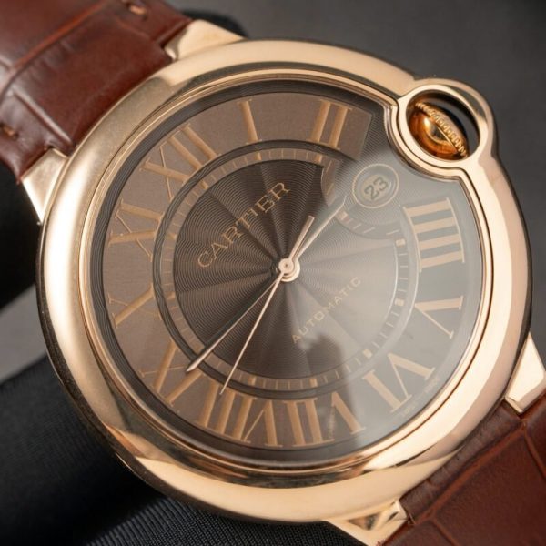 Cartier Ballon Bleu W6920037 Rose Gold Brown Dial Leather Strap Best Replica AF 42mm - Image 3
