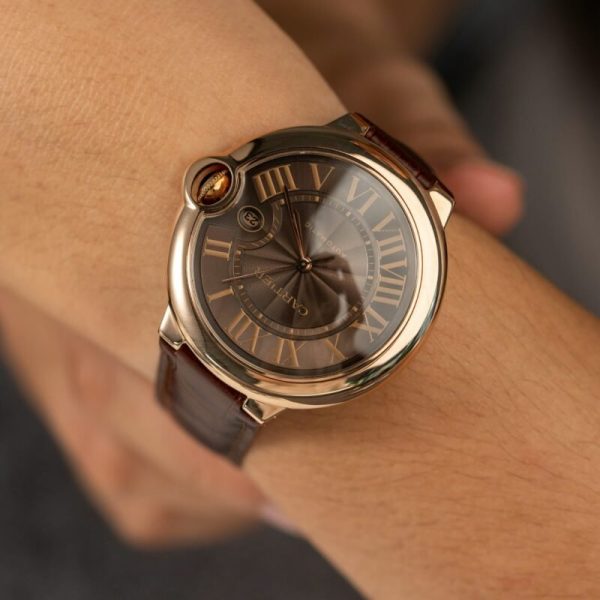 Cartier Ballon Bleu W6920037 Rose Gold Brown Dial Leather Strap Best Replica AF 42mm - Image 4