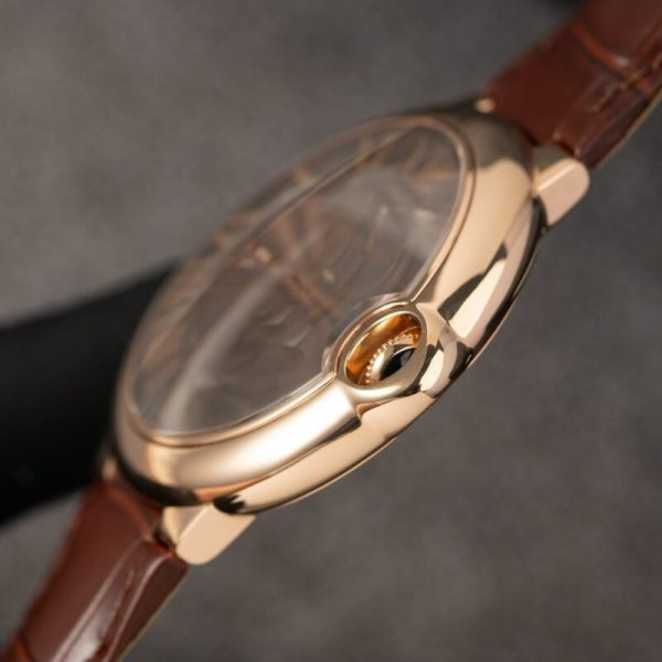Cartier Ballon Bleu W6920037 Rose Gold Brown Dial Leather Strap Best Replica AF 42mm - Image 5