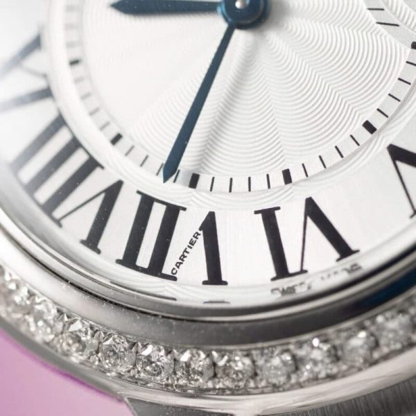 Cartier Ballon Bleu WE902065 White Dial Custom Natural Diamond Bezel Best Replica 33mm - Image 4