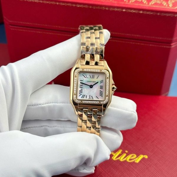 Cartier Panth??re Ladies Rose Gold MOP Dial Diamond Bezel Best Replica AF 27mm x 36mm