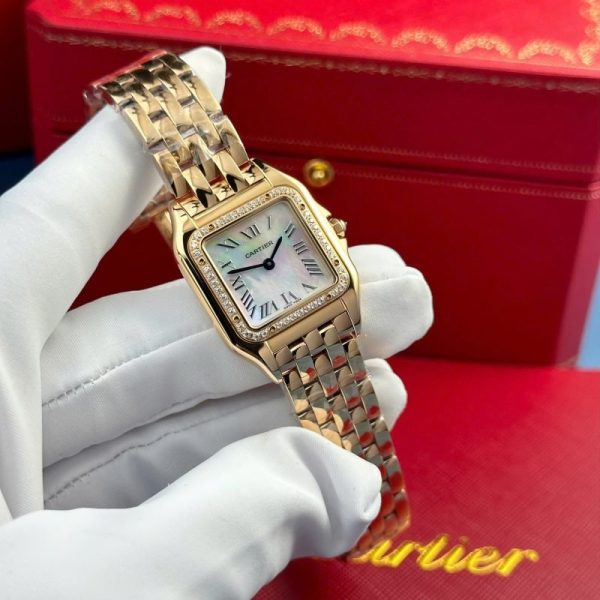 Cartier Panth??re Ladies Rose Gold MOP Dial Diamond Bezel Best Replica AF 27mm x 36mm - Image 3