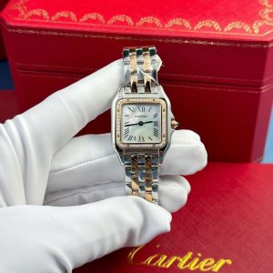 Cartier Panth??re Two Tone Rose Gold MOP Dial Diamond Bezel Best Replica AF 27mm x 36mm