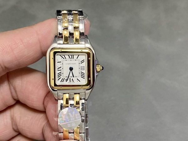 Cartier Panth??re de Cartier Small Model Two Tone Yellow Gold White Dial Best Replica BVF 23mm x 30mm - Image 4