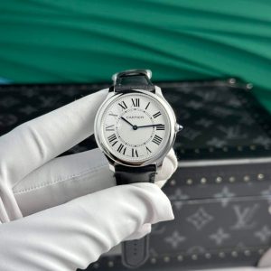 Cartier Ronde Must WSRN0031 White Dial Leather Best Replica AF 36mm