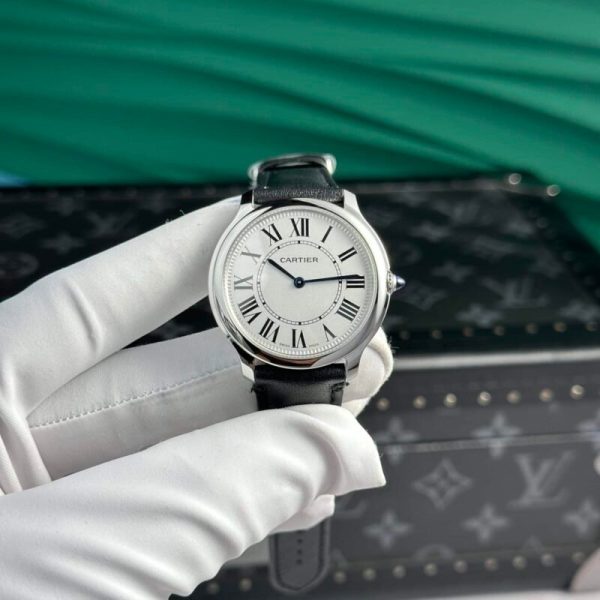 Cartier Ronde Must WSRN0031 White Dial Leather Best Replica AF 36mm