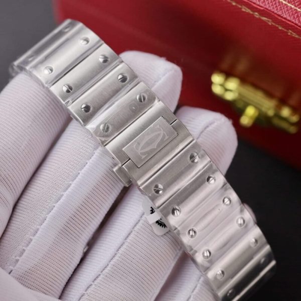 Cartier Santos Blue Dial Custom Moissanite Case Large Model Best Replica BVF 39.8mm - Image 10