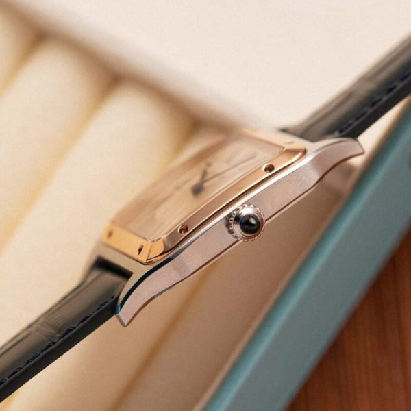 Cartier Santos Dumont CRW2SA0011 Two Tone Silver Dial Leather Strap Replica BVF 38mm x 27.5mm - Image 5