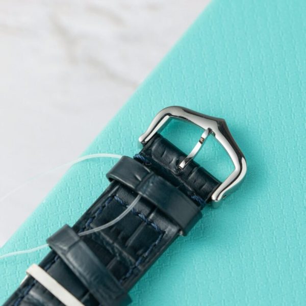 Cartier Santos Dumont Steel Silver Dial Custom Moissanite Case Leather Strap Replica BVF 38mm x 27.5mm - Image 7