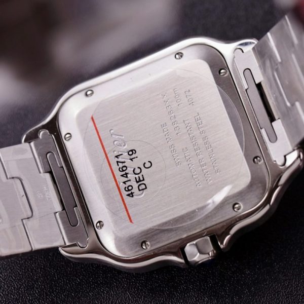 Cartier Santos Green Dial Large Model Custom Moissanite Bezel Best Clone BVF 39.8mm - Image 9