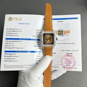 Cartier Santos Large Model Brown Dial Custom Moissanite Case Best Replica 39.8mm