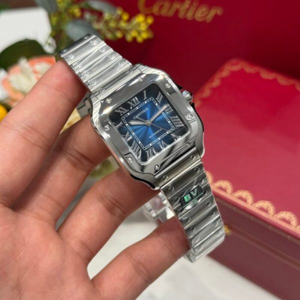 Cartier Santos WSSA0063 Blue Dial Medium Model Best Quality Replica BVF 35.1mm - Image 2