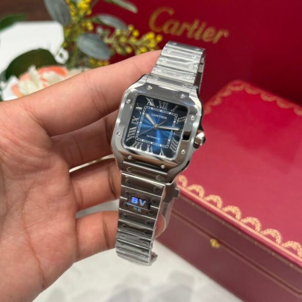Cartier Santos WSSA0063 Blue Dial Medium Model Best Quality Replica BVF 35.1mm - Image 3