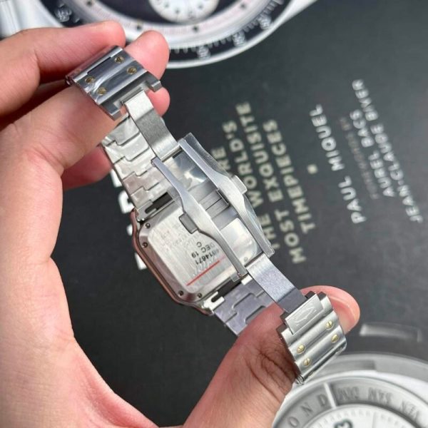 Cartier Santos Two Tone Yellow Gold White Dial Medium Model Best Replica BVF 35.1mm - Image 8