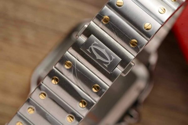 Cartier Santos Two Tone Yellow Gold White Dial Large Model Best Replica BVF 39.8mm - Image 7