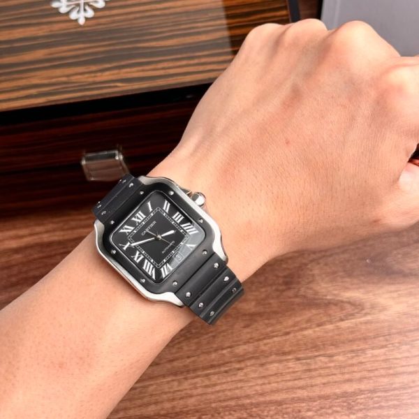 Cartier Santos WSSA0039 Black Dial Rubber Strap Large Model Best Replica BVF 39.8mm - Image 7