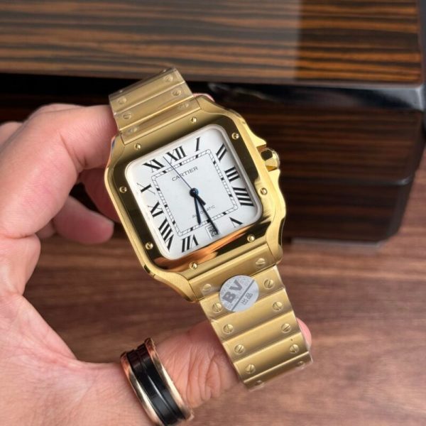 Cartier Santos WGSA0029 Yellow Gold White Dial Large Model Best Replica BVF 39.8mm - Image 2