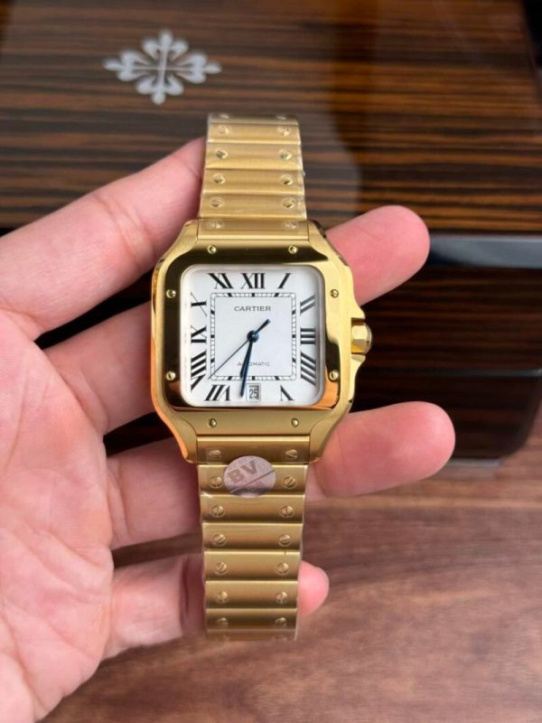 Cartier Santos WGSA0029 Yellow Gold White Dial Large Model Best Replica BVF 39.8mm - Image 3