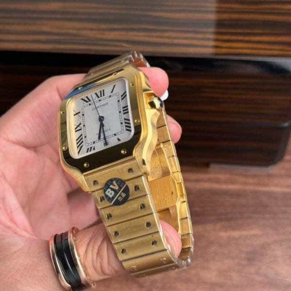 Cartier Santos WGSA0029 Yellow Gold White Dial Large Model Best Replica BVF 39.8mm - Image 4