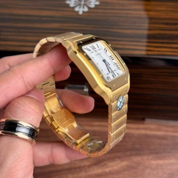Cartier Santos WGSA0029 Yellow Gold White Dial Large Model Best Replica BVF 39.8mm - Image 5