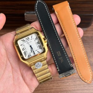 Cartier Santos WGSA0029 Yellow Gold White Dial Large Model Best Replica BVF 39.8mm
