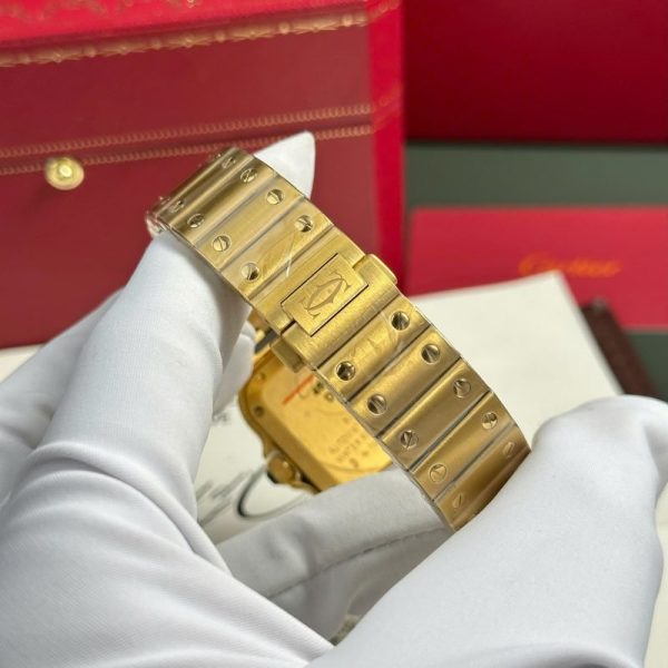 Cartier Santos WGSA0030 Yellow Gold White Dial Medium Model Best Replica BVF 35.1mm - Image 11
