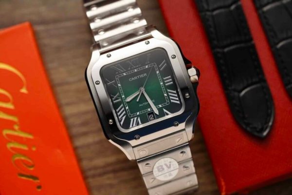 Cartier Santos Large Model Green Dial Best Replica BVF 39.8mm - Image 2